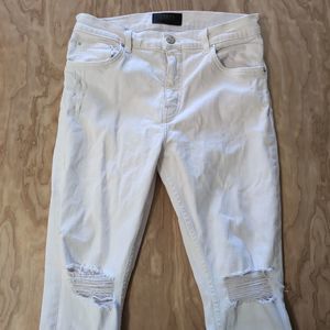 ORO LOS ANGELES Mens White Distressed Denim 31x34 The‎ Sebastian Slim Fit
